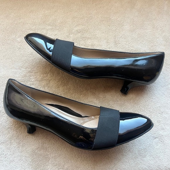 BeautiFeel Nadia Black Patent Leather w/ Band Kitten Heel Pumps Women EU40 9-9.5
